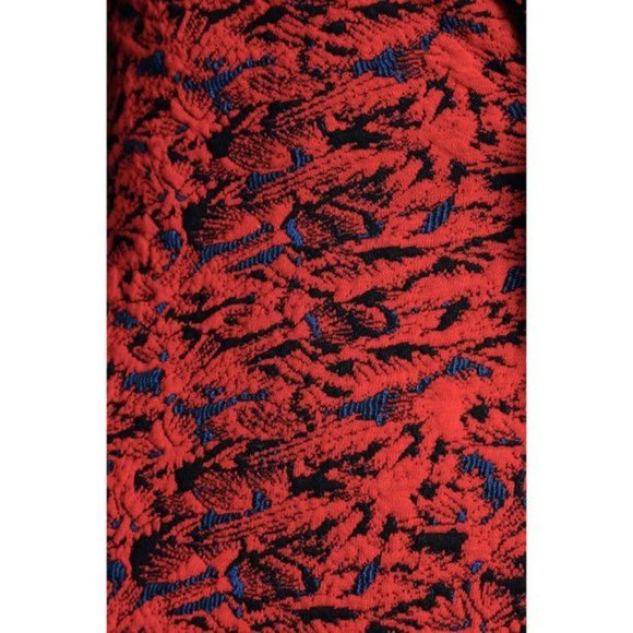 Free People red  &  blue metallic Sunset puff sleeve cold shoulder mini dress L - Picture 6 of 7